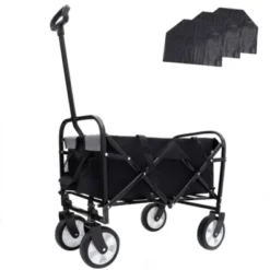 FURNIinspire Outdoor Serving Carts Foldable Wagon Cart Beach Wagon Utility Wagon Grocery Cart 3pcs Plastic Liner Cover, Black, 25.98"*17.32"*37.4" -Home Decor GUEST 631af65f 5786 4b9b 94cf abdad2bc9994