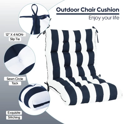 FURNIinspire Outdoor Seat Cushions Patio Chair Cushions Replacements, 2 Pcs Set High Back Seat Cushions, Blue Stripes, Multicolored, 45"*22"*4" 3 FURNIinspire Outdoor Seat Cushions Patio Chair Cushions Replacements, 2 Pcs Set High Back Seat Cushions, Blue Stripes, Multicolored, 45"*22"*4" - Image 3
