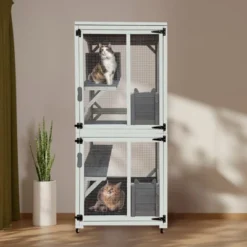 FURNIinspire Outdoor Cat Enclosure, Cat House On Wheels With Napping House, Kitty Cat Condo Cage Shelter Playpen With Sliding Doors, 30.7"*30.7"*71" -Home Decor GUEST 645009c6 7a39 47c2 9328 fa3c5e015f62
