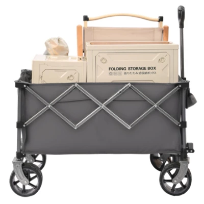 FURNIinspire Outdoor Serving Carts Folding Wagon Cart Beach Wagon 450lb Heavy Duty Foldable Wagon For Camping Sports, Gray, 36.22"*22.05"*39.37" 4 FURNIinspire Outdoor Serving Carts Folding Wagon Cart Beach Wagon 450lb Heavy Duty Foldable Wagon For Camping Sports, Gray, 36.22"*22.05"*39.37" - Image 4