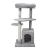 FURNIinspire Pet Tower Double Level Cat Tree Stand, Pet Tower Pet Furniture Kittens Activity Tower, Kitty Pet Play House, Gray, 15.7"*15.7"*31.4"