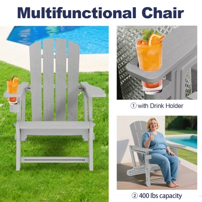 FURNIinspire Patio Accent Chairs Outdoor Folding Chairs Adirondack Chair, Portable Chair With Handles For Beach, Backyard, Gray, 31.4"*29.6"*36.4" 4 FURNIinspire Patio Accent Chairs Outdoor Folding Chairs Adirondack Chair, Portable Chair With Handles For Beach, Backyard, Gray, 31.4"*29.6"*36.4" - Image 4