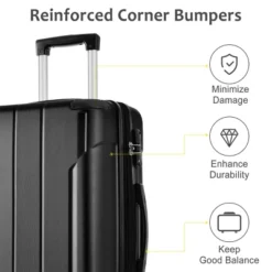 FURNIinspire Bag And Luggage Sets 3 Piece Suitcase Set, Expandable Hard Shell Carry On Luggage Sets, Travel Luggage Black, 12"*18.3"*29.9" -Home Decor GUEST 68ea3888 2051 4388 bbe0 0f873e58ced7