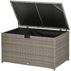 FURNIinspire Utility Storage Cabinet 113 Gallon Deck Box Rattan Outdoor Storage Box Waterproof Storage Container For Indoor, Grey, 47.2"*6.70"*30.7" -Home Decor GUEST 6926ab8c d823 41db 95cb f9c033853e6b