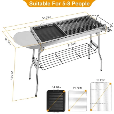 FURNIinspire Outdoor Grills, Griddles And Smokers Stainless Steel BBQ Grill Cooking Accessories For Camping, Picnics, Use, Silver, 30.3"*11.17"*7.5" 1 FURNIinspire Outdoor Grills, Griddles And Smokers Stainless Steel BBQ Grill Cooking Accessories For Camping, Picnics, Use, Silver, 30.3"*11.17"*7.5"