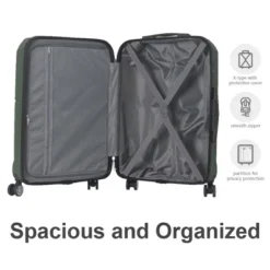 FURNIinspire Bag And Luggage Sets 3 Piece Rolling Luggage, Travel Hard Suitcase With Wheels, Stylish Suitcase Set, Green, 21.06"*11.81"*30.31" -Home Decor GUEST 69a650ae 6446 46f1 8f59 ebe30d32c934