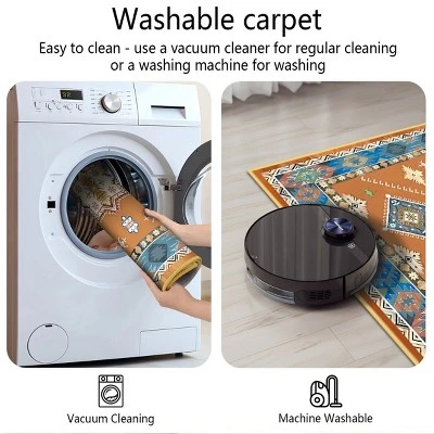 FURNIinspire Floor Mats Home 3 Piece Kitchen Rug Machine Washable Floor Mat For Living Room, Vintage Carpet, Non Slip, Red, 60"*20" 3 FURNIinspire Floor Mats Home 3 Piece Kitchen Rug Machine Washable Floor Mat For Living Room, Vintage Carpet, Non Slip, Red, 60"*20" - Image 3