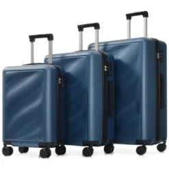 FURNIinspire Bag And Luggage Sets Travel Luggage Set Suitcase Set, 3 Piece Hard Shell Suitcases, Lightweight Suitcase, Blue, 11.4"*20.1"*29.1" -Home Decor GUEST 6a1c54d4 3300 4191 b0c8 09e47cb85449