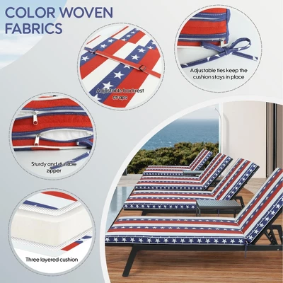 FURNIinspire Outdoor Seat Cushions 2pcs Outdoor Cushion Set Replacement, Red And Blue Stripes Seat Cushion, Multicolored, 74.4"*22.05"*2.76" 1 FURNIinspire Outdoor Seat Cushions 2pcs Outdoor Cushion Set Replacement, Red And Blue Stripes Seat Cushion, Multicolored, 74.4"*22.05"*2.76"