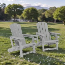 FURNIinspire Patio Accent Chairs Outdoor Folding 2PCS Chairs Adirondack Chair, Portable Chair With Handles For Backyard, Gray, 31.4"*29.6"*36.4" -Home Decor GUEST 6b412c6f dd37 4a46 87bd 486f2d954da0