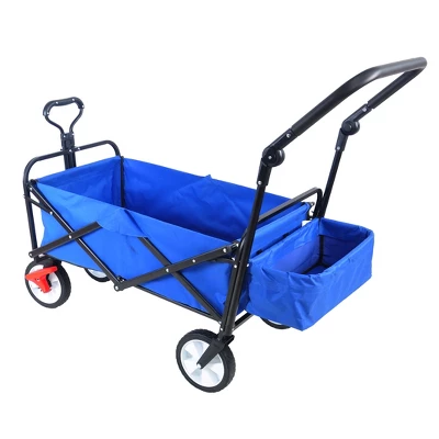 FURNIinspire Wheelbarrows And Lawn Carts Folding Wagon Cart, Collapsible Outdoor Utility Cart With Handle, Blue, 53.5“*20.08"*42.52" 5 FURNIinspire Wheelbarrows And Lawn Carts Folding Wagon Cart, Collapsible Outdoor Utility Cart With Handle, Blue, 53.5“*20.08"*42.52" - Image 5