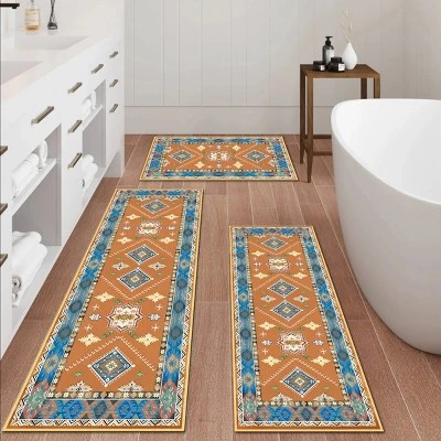 FURNIinspire Floor Mats Home 3 Piece Kitchen Rug Machine Washable Floor Mat For Living Room, Vintage Carpet, Non Slip, Red, 60"*20" 5 FURNIinspire Floor Mats Home 3 Piece Kitchen Rug Machine Washable Floor Mat For Living Room, Vintage Carpet, Non Slip, Red, 60"*20" - Image 5