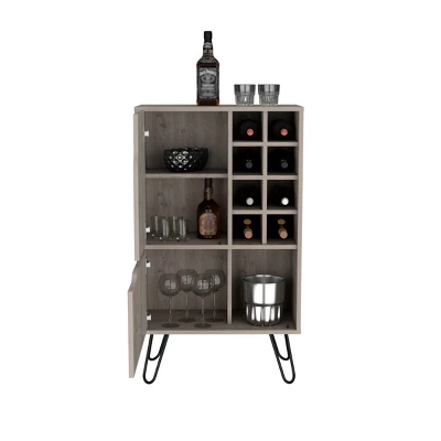 FURNIinspireWine Racks Bar Cabinet Kitchen Cupboard With 8 Built-In Wine Rack, Single Door, Storage Furniture, Gray, 13.3"*23.9"*13.3" 3 FURNIinspireWine Racks Bar Cabinet Kitchen Cupboard With 8 Built-In Wine Rack, Single Door, Storage Furniture, Gray, 13.3"*23.9"*13.3" - Image 3