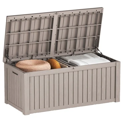 FURNIinspire Deck Boxes, Outdoor Patio Storage Box With Large Storage Capacity For Furniture Cushions Garden Tools, Brown, 54.3"*26.5"*28.7" 5 FURNIinspire Deck Boxes, Outdoor Patio Storage Box With Large Storage Capacity For Furniture Cushions Garden Tools, Brown, 54.3"*26.5"*28.7" - Image 5