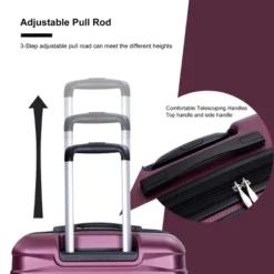 FURNIinspire Bag And Luggage Sets 5 Piece Expandable Hard Shell Suitcase Set Rolling Travel Luggage For Family, Dark Purple, 20.28"*11.42"*30.31" -Home Decor GUEST 733d7953 904b 49d0 883f 514b12762a12