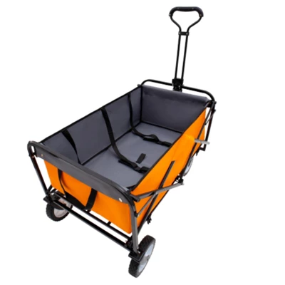 FURNIinspire Outdoor Serving Carts Collapsible Foldable Wagon Cart With Strapping System Beach Wagon Utility Cart, Orange, 35.04"*21.65"*38.98" 1 FURNIinspire Outdoor Serving Carts Collapsible Foldable Wagon Cart With Strapping System Beach Wagon Utility Cart, Orange, 35.04"*21.65"*38.98"