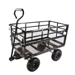 FURNIinspire Wheelbarrows And Lawn Carts Double Fence Utility  Cart Wagon Cart Garden Cart, Ideal For Outdoor Activities, Black, 41“*20"*39" -Home Decor GUEST 74c50271 18db 4896 8798 d10898484ae3