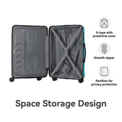 FURNIinspire Bag And Luggage Sets 3 Piece Textured Travel Luggage, Hard Suitcase Set With Wheels, Scratch-Resistant, Peacock Blue, 21.65"*13.19"*31.1" 1 FURNIinspire Bag And Luggage Sets 3 Piece Textured Travel Luggage, Hard Suitcase Set With Wheels, Scratch-Resistant, Peacock Blue, 21.65"*13.19"*31.1"