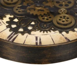 FURNIinspire Wall Clocks Round Gear Mechanism Hanging Clock Living Room Decorative Timepiece Home Vintage Wall Decor, Brown, 20"*20"*2.5" -Home Decor GUEST 7709c119 c00d 4d97 a769 b6e51640b437