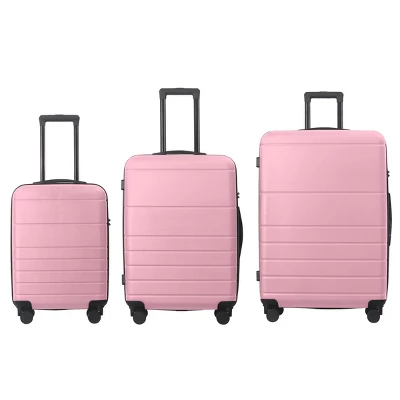 FURNIinspire Bag And Luggage Sets 3 Piece Travel Hard Shell Luggage, Lightweight Rolling Suitcases With Wheels, Pink, 20.87"*11.61"*30.31" 5 FURNIinspire Bag And Luggage Sets 3 Piece Travel Hard Shell Luggage, Lightweight Rolling Suitcases With Wheels, Pink, 20.87"*11.61"*30.31" - Image 5