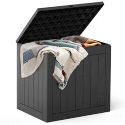 FURNIinspire Deck Boxes, Portable Storage Box With Waterproof Function For Patio Furniture, Garden Tools, All Weather Use, Black, 22"*17.1"*20.9" -Home Decor GUEST 77b7806c e998 43f0 95bf 3d12ad2757c9