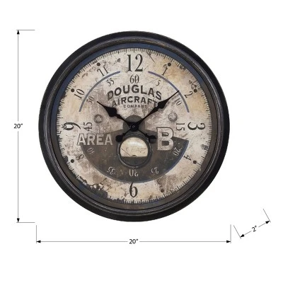 FURNIinspire Wall Clocks 20inch Decorative Round Wall Clock Living Room Hanging Clock Antique Timepiece Home Wall Decor, Brown, 20"*20"*2" 2 FURNIinspire Wall Clocks 20inch Decorative Round Wall Clock Living Room Hanging Clock Antique Timepiece Home Wall Decor, Brown, 20"*20"*2" - Image 2