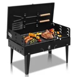 FURNIinspire Outdoor Grills, Griddles And Smokers Professional Square Charcoal Grill, Heavy Duty Portable BBQ System Patio, Black, 17.9"*12.79"*3.15" -Home Decor GUEST 78918c29 7222 418c a752 c1d631c4cec3