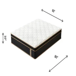 FURNIinspire Mattresses 10 Inch Queen Size Plush Hybrid Mattress With Encased Coils Gel Memory Foam, Fiberglass-Free, Black, 80"*60"*10"