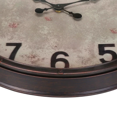 FURNIinspire Wall Clocks Round Decorative Wall Clock Living Room Hanging Clock Modern Timepiece Home Wall Decor, Brown, 20"*20"*2" 4 FURNIinspire Wall Clocks Round Decorative Wall Clock Living Room Hanging Clock Modern Timepiece Home Wall Decor, Brown, 20"*20"*2" - Image 4