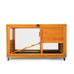 FURNIinspire Pet Crates And Houses, Tier Rabbit Hutch On Wheels, Openable Roof, Easy-to-Clean Tray, House For Small Animals, Orange, 38"*22"*6" -Home Decor GUEST 7b5f35a4 db59 4ae1 9662 9cb439d8ea3f