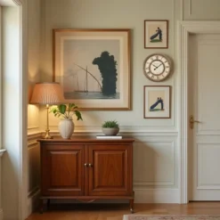 FURNIinspire Wall Clocks Round Roman Numeral Clock Decorative Living Room Hanging Clock Vintage Timepiece Home Decor, Brown, 20"*20"*2" -Home Decor GUEST 7beb3294 5362 419b 8716 79985dcff585