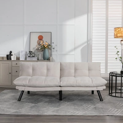 FURNIinspire Convertible Folding Modern Sofa Bed, Cream, 67"*16"*32" 4 FURNIinspire Convertible Folding Modern Sofa Bed, Cream, 67"*16"*32" - Image 4