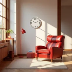 FURNIinspire Wall Clocks 20inch Round Roman Numeral Hanging Clock Modern Decorative Timepiece Bedroom Home Wall Decor, White, 20"*20"*1.75"