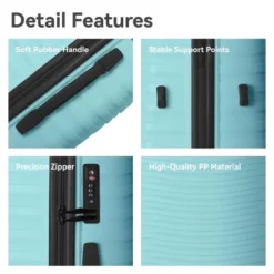 FURNIinspire Bag And Luggage Sets 3 Piece Rolling Suitcase Set, Hard Suitcases With Wheels, Lightweight Travel Luggage, Blue, 21.46"*12.01"*30.51"