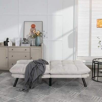 FURNIinspire Convertible Folding Modern Sofa Bed, Cream, 67"*16"*32" 2 FURNIinspire Convertible Folding Modern Sofa Bed, Cream, 67"*16"*32" - Image 2