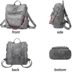 FURNIinspire Backpacks PU Leather Ladies Fashion Backpack Purse With Adjustable Straps And Multiple Pockets, Grey, 13"*6"*14" 8 FURNIinspire Backpacks PU Leather Ladies Fashion Backpack Purse With Adjustable Straps And Multiple Pockets, Grey, 13"*6"*14" -Home Decor GUEST 82afced5 2e12 4daf 98f3 327cfd887a23