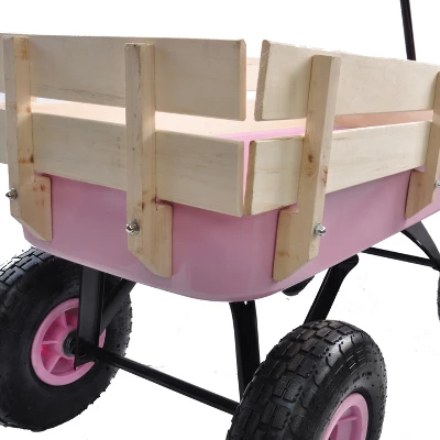 FURNIinspire Wheelbarrows And Lawn Carts Outdoor Wagon Pulling Air Tires Garden Cart, Lawn Cart With Pull Handle, Pink, 39“*19"*20" 4 FURNIinspire Wheelbarrows And Lawn Carts Outdoor Wagon Pulling Air Tires Garden Cart, Lawn Cart With Pull Handle, Pink, 39“*19"*20" - Image 4