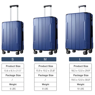 FURNIinspire Bag And Luggage Sets 3 Piece Suitcase Set, Expandable Hard Shell Carry On Luggage Sets, Travel Luggage Blue, 12"*18.3"*29.9" 2 FURNIinspire Bag And Luggage Sets 3 Piece Suitcase Set, Expandable Hard Shell Carry On Luggage Sets, Travel Luggage Blue, 12"*18.3"*29.9" - Image 2