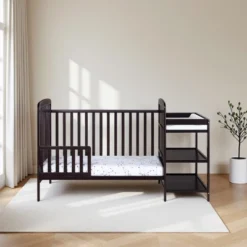 FURNIinspire Cribs Convertible Crib Baby Crib Baby Bed, Toddler Crib Changer Combo, 3 In 1 Crib Nursery Cribs For Bedroom, Black, 70.5"*30.5"*41.75" -Home Decor GUEST 865d1602 b7e7 4dd8 8218 cec3f26cf71b