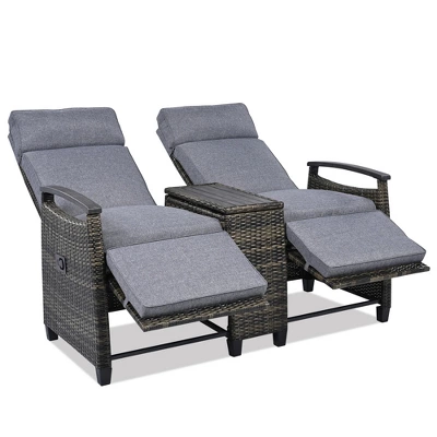 FURNIinspire Patio Accent Chairs, All Weather Outdoor Patio Chairs High Back Couch With Premium Cushions For Garden Backyard, Gray, 47.6"*23.6"*46.1" 2 FURNIinspire Patio Accent Chairs, All Weather Outdoor Patio Chairs High Back Couch With Premium Cushions For Garden Backyard, Gray, 47.6"*23.6"*46.1" - Image 2