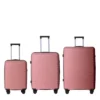 FURNIinspire Bag And Luggage Sets 3 Piece Rolling Suitcase Set, Hard Suitcases With Wheels, Lightweight Travel Luggage, Pink, 21.46"*12.01"*30.51"