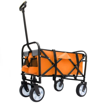 FURNIinspire Outdoor Serving Carts 225lbs Collapsible Foldable Wagon Cart Beach Wagon Utility Cart For Sports Gardeing, Orange, 25.98"*17.32"*37.4" 5 FURNIinspire Outdoor Serving Carts 225lbs Collapsible Foldable Wagon Cart Beach Wagon Utility Cart For Sports Gardeing, Orange, 25.98"*17.32"*37.4" - Image 5