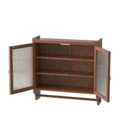 FURNIinspire Kitchen And Dining Cabinets Vintage 2 Door Wood Wall Cabinet, Dining Room Pantry Cabinet With Towel Rack, Dark Brown, 7.08"*24.8"*23.62" -Home Decor GUEST 88a54ca6 df1e 4445 96a0 bd6d549e9870