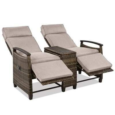 FURNIinspire Patio Accent Chairs, All Weather Outdoor Patio Chairs High Back Couch With Premium Cushions For Garden Backyard, Brown, 47.6"*23.6"*46.1" 2 FURNIinspire Patio Accent Chairs, All Weather Outdoor Patio Chairs High Back Couch With Premium Cushions For Garden Backyard, Brown, 47.6"*23.6"*46.1" - Image 2
