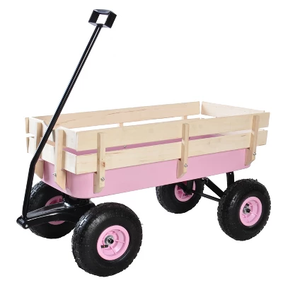 FURNIinspire Wheelbarrows And Lawn Carts Outdoor Wagon Pulling Air Tires Garden Cart, Lawn Cart With Pull Handle, Pink, 39“*19"*20" 5 FURNIinspire Wheelbarrows And Lawn Carts Outdoor Wagon Pulling Air Tires Garden Cart, Lawn Cart With Pull Handle, Pink, 39“*19"*20" - Image 5