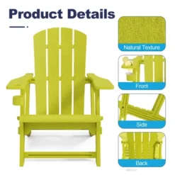 FURNIinspire Patio Accent Chairs Outdoor Folding Chairs Adirondack Chair, Portable Chair With Handles For Beach, Backyard, Yellow, 31.4"*29.6"*36.4" -Home Decor GUEST 8bb94082 8d36 43ab 9f8d c6ee7e067871