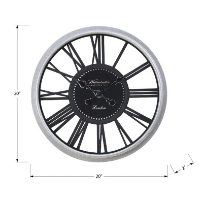 FURNIinspire Wall Clocks 20inch Living Room Round Hanging Clock Decorative Timepiece Modern Wall Clock For Bedroom, Black, 20"*20"*2" 2 FURNIinspire Wall Clocks 20inch Living Room Round Hanging Clock Decorative Timepiece Modern Wall Clock For Bedroom, Black, 20"*20"*2" - Image 2