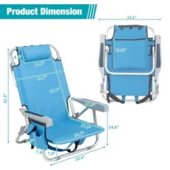 FURNIinspire Outdoor Portable Chair Adjustable Back Lightweight Design For Beach And Picnic, Blue, 24.8"*25.6"*32.28" -Home Decor GUEST 8e0386e1 2476 4727 9acc dfb7de6d4707