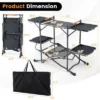 FURNIinspire Outdoor Grills, Griddles And Smokers Professional Camp Kitchen System, For Backcountry, Group Camping, Black, 75.03"*19.23"*6.24"