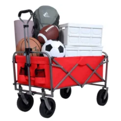 FURNIinspire Outdoor Serving Carts Collapsible Folding Wagon 300L Collapsible Wagon With Tailgate All-Terrain Wheels, Red, 35.43"*21.85"*39.17" -Home Decor GUEST 8f8cd353 9cd6 4042 a056 c4b582f67688